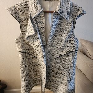 Truth and Pride tweed vest with black leather piping M